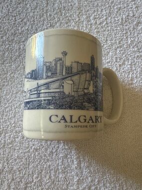 Starbucks Ivory and Blue Calgary Skyline Ceramic Mug